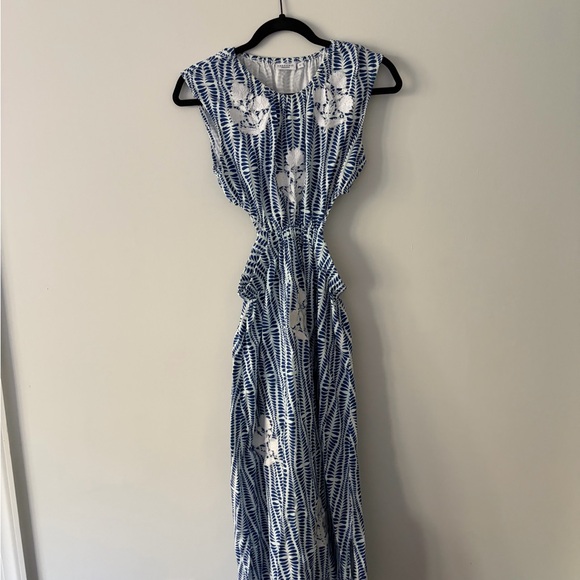 Chakeris Blue & White Morgan Maxi Dress with cut-outs - Picture 2 of 5